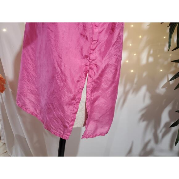 Chicos 100% Silk Shell Button Embroidered Blouse Womens Size 2 US L 12 Pink Top - Picture 6 of 11